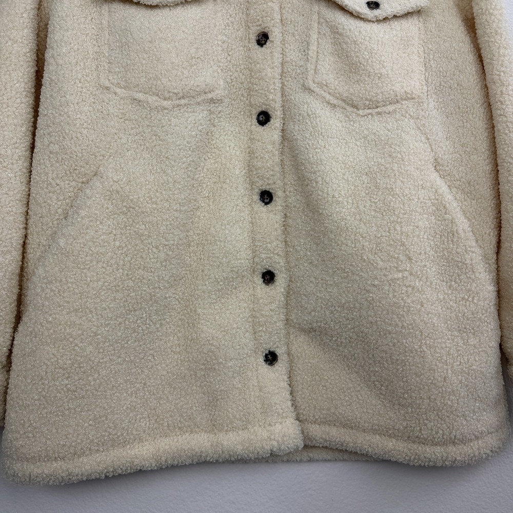 Marine Layer Eden Faux Shearling Overshirt Womens Medium Cream Button Up Outdoor - Picture 3 of 10